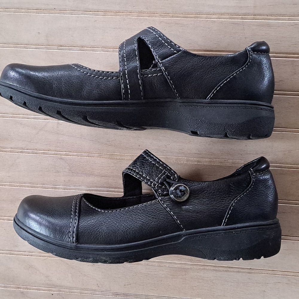 Clarks Collection Carleigh Leather Mary Jane Top Stitched Shoes Ultimate Comfort - Picture 6 of 10